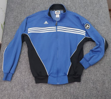 Vtg Y2K Adidas Soccer Jacket Mens Medium Blue Black Colorblock Full Zip Logo