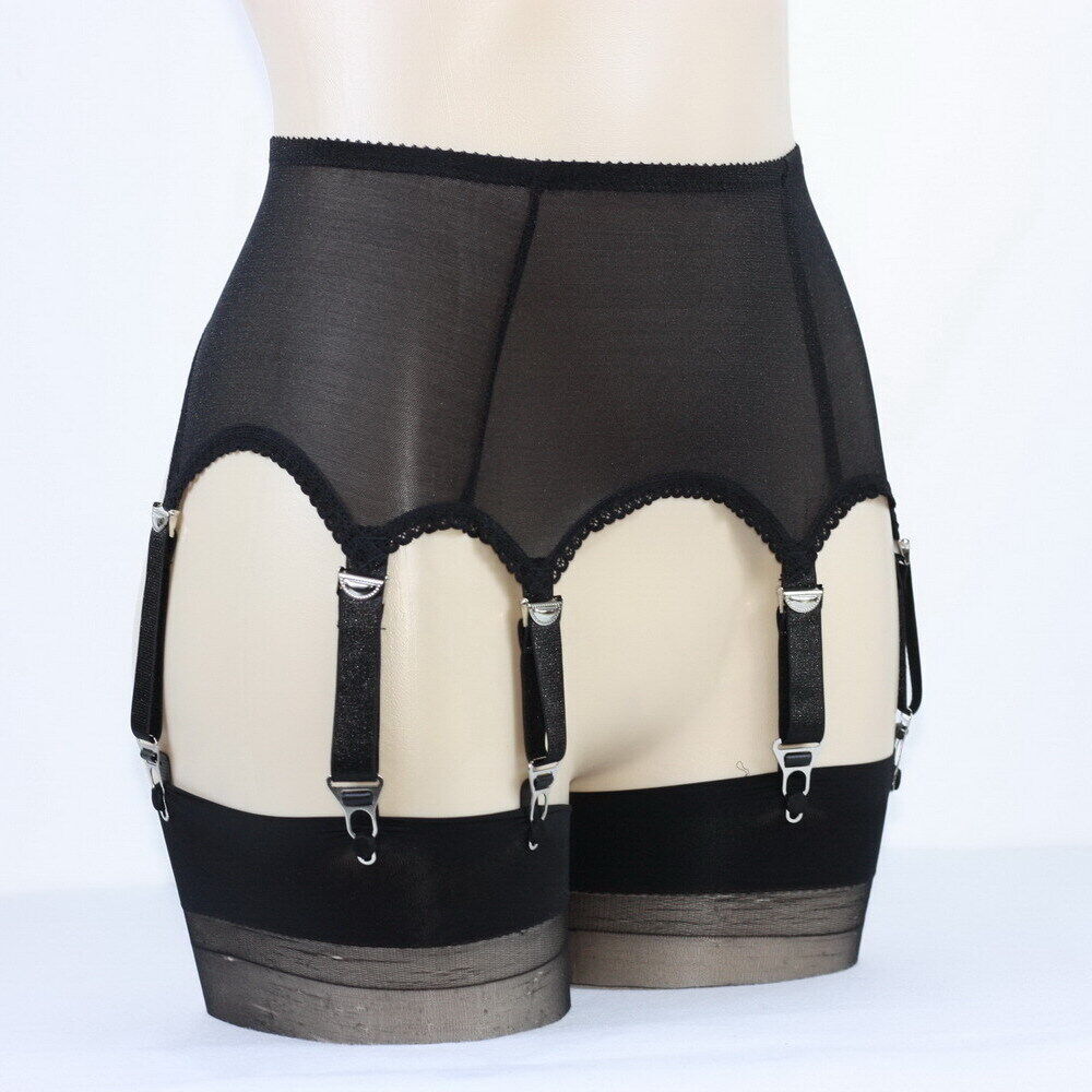 Sheer Mesh Garter Belt Adjustable 6 Strap Suspender Belt F Shiny Nylon  Stockings | eBay