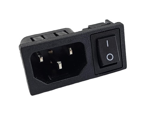 Kaltgeräte-Steckverbinder C-14 10A/250V, mit schwarzem 2-Pin Schalter 6A/250V - Picture 1 of 4