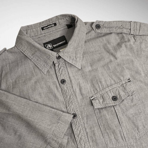 Ocean Current Button Up Short Sleeve Wrinkle Free Camp Shirt Men Size Medium Gra - Picture 1 of 11