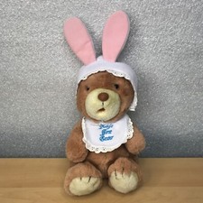 Vintage 1984 Dakin 9" Bear Bunny Ears No Pacifier Baby's First Easter Bib