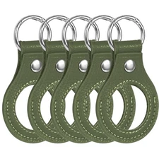 5pcs Green Versatile Genuine Leather Coin Holder Keychain Fits Coin up to 1.5''