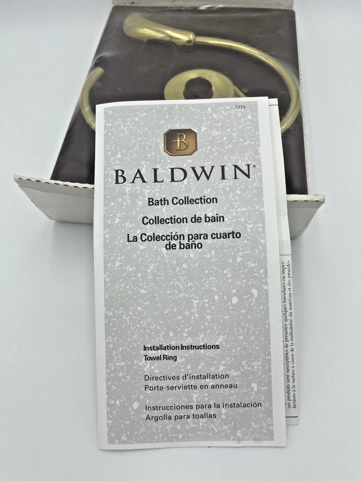 Nuevo Antiguo Stock Baldwin Latón Limelight Toalla de Baño Anillo Soporte y Herrajes De Colección Foto 3 de 4