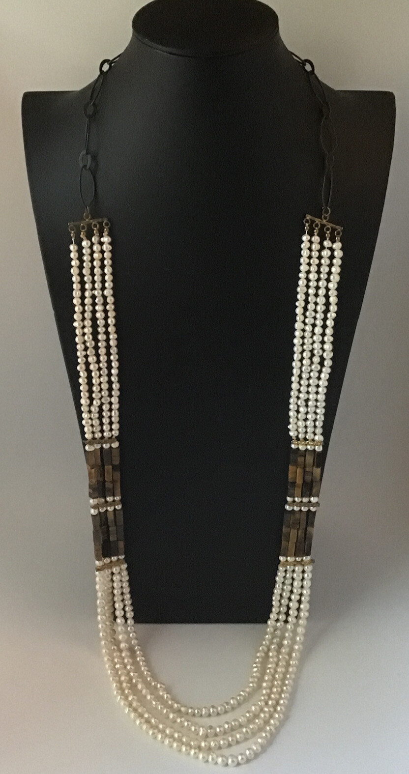 MULTI STRAND Extra Long PEARL BEAD NECKLACE WITH Tige… Gem