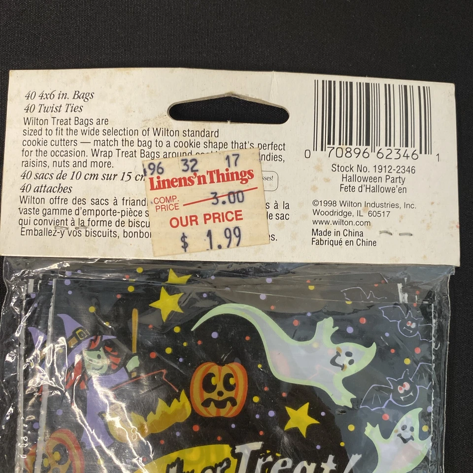 Sacolas de doces vintage de Halloween década de 1990 bruxas fantasmas 40 Wilton preto truque ou guloseima - Imagem 4 de 4