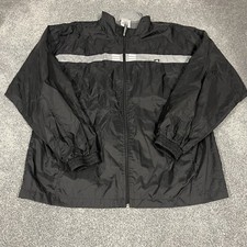 VTG Adidas Windbreaker Full Zip Jacket Black Embroidered Stripes Mens Sz XL