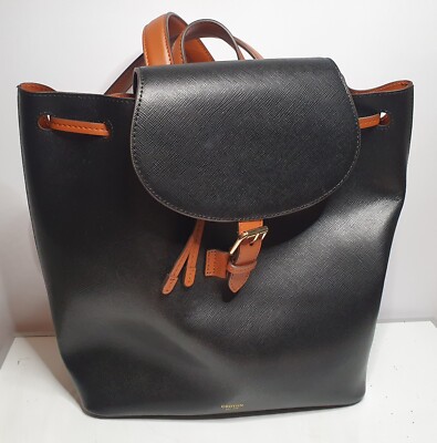 Oroton Harriet Black Saffiano Leather Medium Backpack