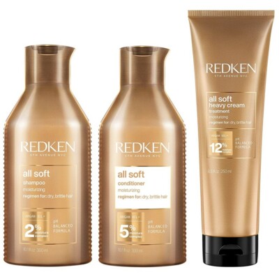 Redken All Soft Shampoo 300ml + Conditioner 300ml + Heavy Cream Maske 250ml Set