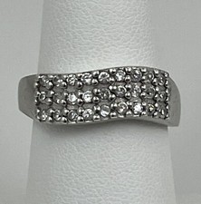 925 Sterling Silver Cubic Zirconia Wavy Band Ring Size 8 Jewelry