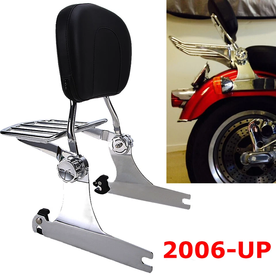 Detachable Backrest Sissy Bar Luggage Rack For Harley Dyna Low Rider 2006-Later Foto 2 de 4