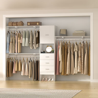 20''-96''-120'' W Walk-in Closet Organizer System with Doors ＆ Drawers ＆ Shelves