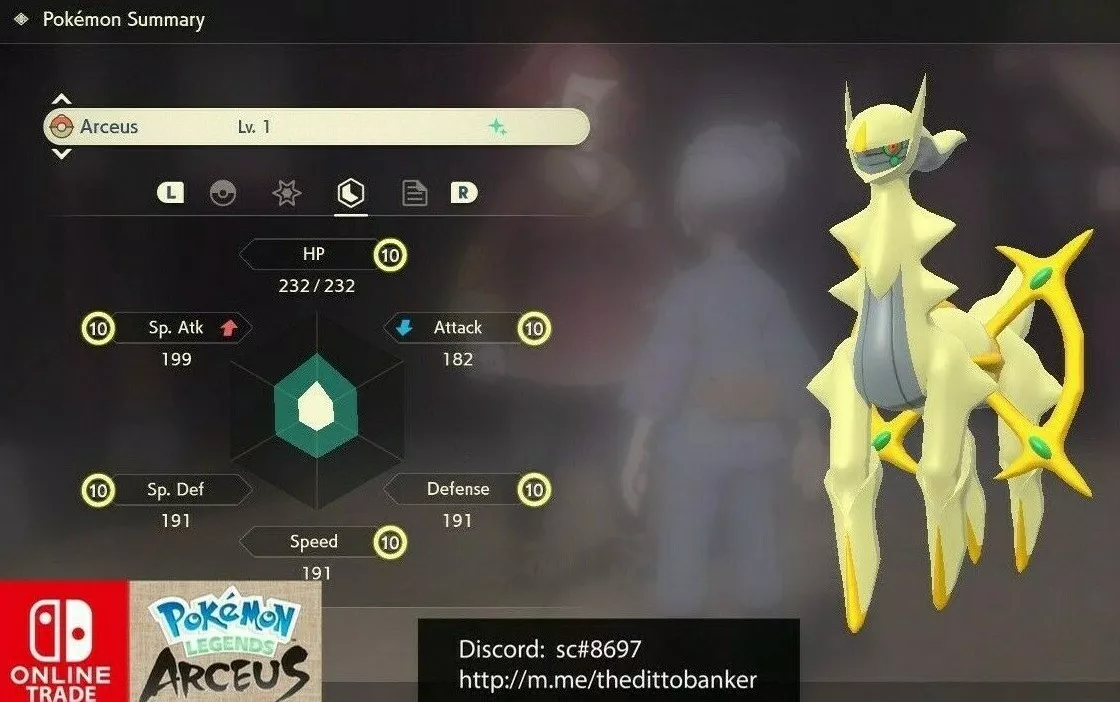 Pokemon Legends Arceus LV.1 SHINY ARCEUS ✨ MAX Effort LV LEGEND