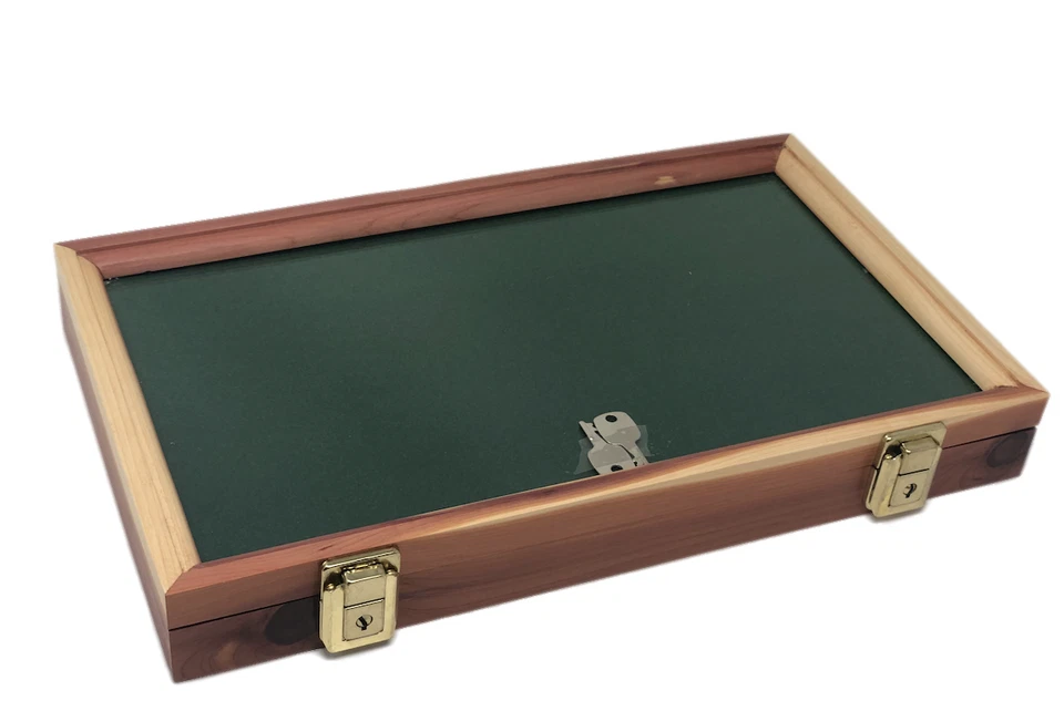 Vitrina de madera de cedro 9 x 16 x 2 tapa de vidrio para puntas de flecha cuchillos monedas y más Foto 2 de 4