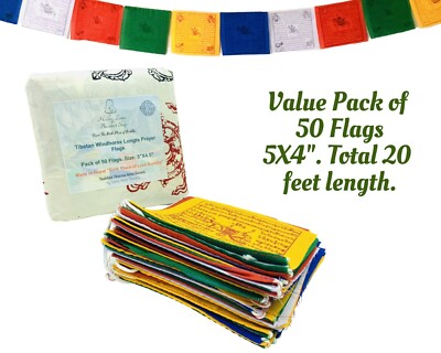 Original Tibetan Windhorse 5'' Prayer Flags Authentic Buddhist Flags Blessed.