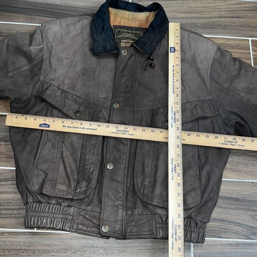 Vintage Structure Mens Classic Brown Leather Bomber Pilots Aviator Jacket Size M - Picture 8 of 8