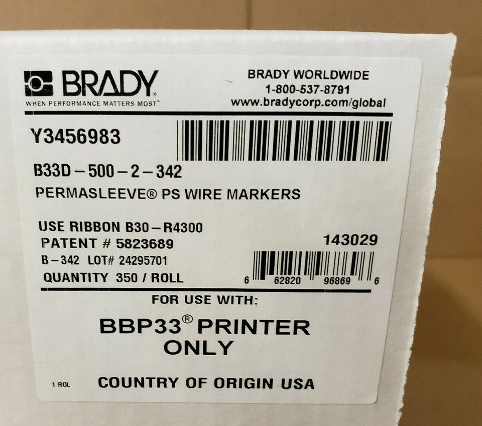 Brady B33 PermaSleeve Double-sided Wire Marking Sleeves labels B33D-500-2-342 - Image 3 of 3