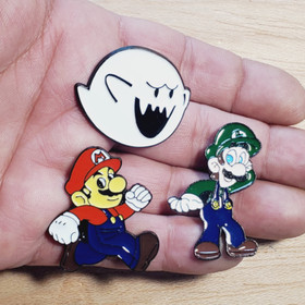 Mario Luigi Boo enamel pins 🍄 Super Mario Bros. pins Nintendo gamer gift NES