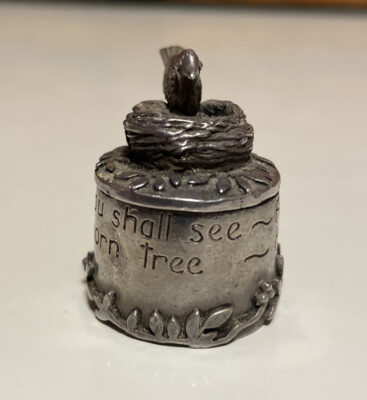 Silver Scenes 1990 Silver Plated Tooth Fairy Trinket Box Birds
