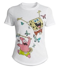 Nickelodeon NEW♈Boy's/Girls Printed SS Tee size 2XL~white SpongeBob butterfly