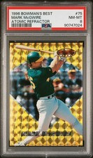 1996 BOWMAN'S BEST ATOMIC REFRACTOR PARALLEL #75 MARK MCGWIRE A'S SP PSA 8 NM-MT
