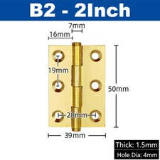 Brass Door Butt Hinge Cabinet Cupboard Trinket Box Hinges 1/1.5/2/2.5/3/3.5 Inch