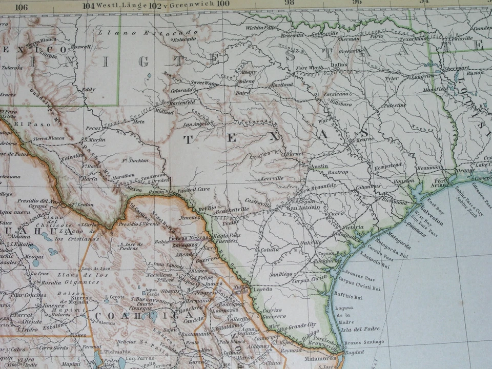 1901 ORIGINAL MAP TEXAS HOUSTON DALLAS GALVESTON NEW MEXICO CALIFORNIA BELIZE - Image 4 of 4