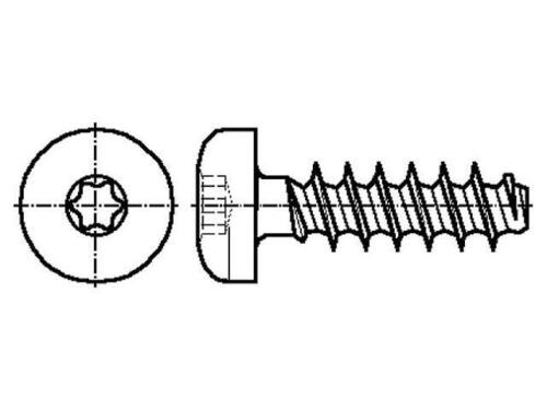 100X 3304831 Schraube für Kunststoff 4x10 Kopf: Zylinder Torx® PLUS Stahl BOSSAR - Afbeelding 1 van 1