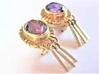 Earrings gold 585 with amethyst, 6.64 g
