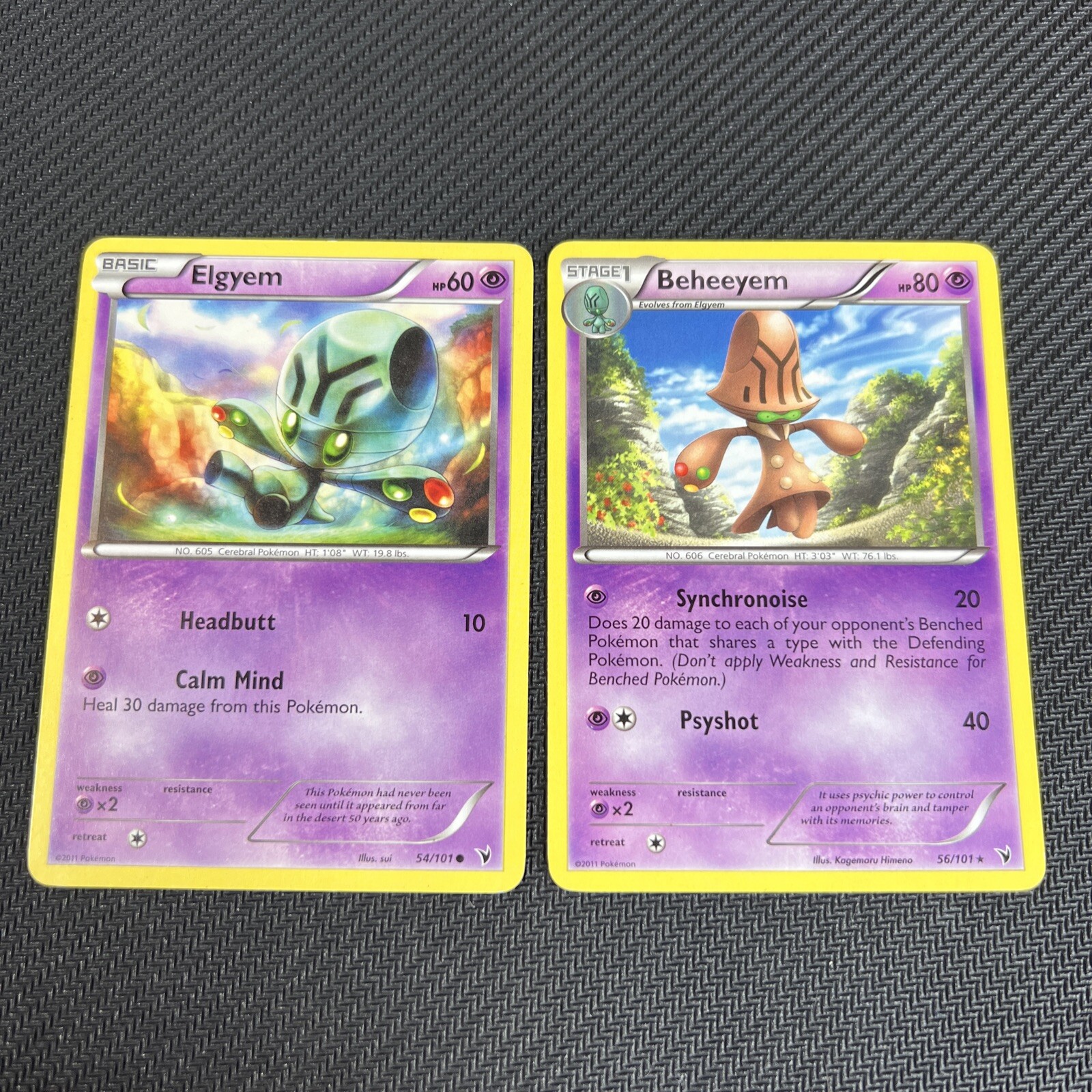 Elgyem 54/101 Beheeyem 56/101 Rare Noble Victories Pokemon Card Non-Holo 2