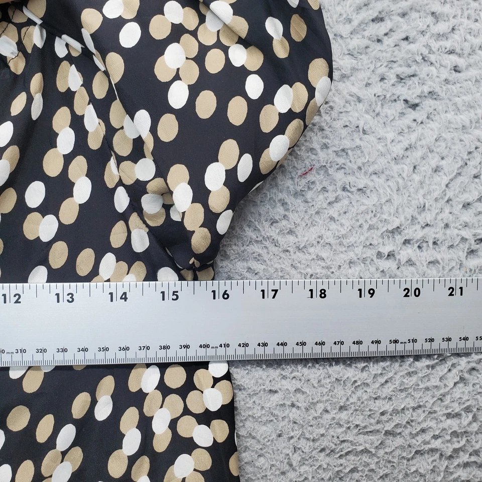 Blusa Top Juicy Couture Para Mujer 4 Multi Lunares Plisada Cuello Redondo Corbata Frontal Foto 4 de 4