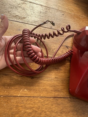 VINTAGE RED ROTARY DAIL PHONE MID CENTURY MODERN TELEPHONE AUTOMATIC ELECTRIC - Afbeelding 11 van 11