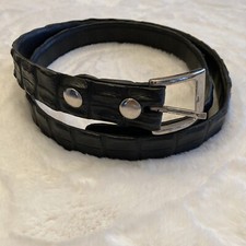 Mens Black Textures Belt With Silver Buckle Measurements In Photos Casual Belt