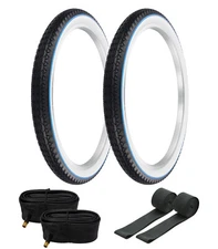 BICYCLE PRO+ TIRE BUNDLE W/ 24" X 2.125 BLUE LINE DIAMOND TIRES, TUBE & RIMSTRIP