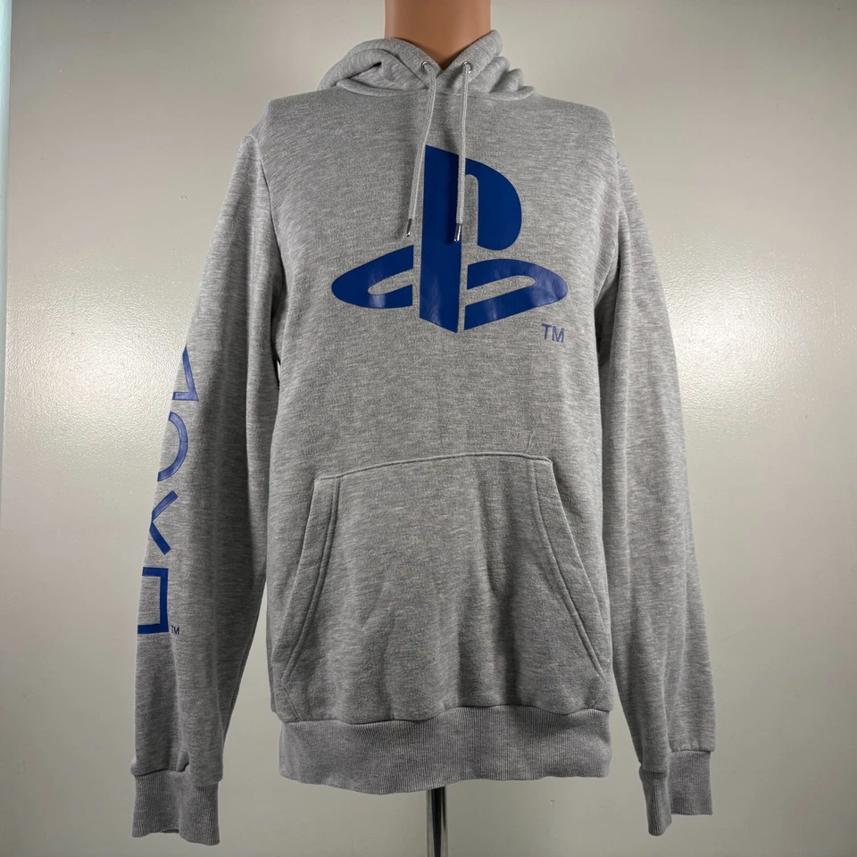 Playstation Oficial Sudadera con Capucha Hombre M Gris Azul Videojuego Foto 2 de 4