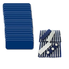 25 BLANK BLUE WHITE NAME BADGE KIT (U) MAGNETS 1 X 3 TAGS 1/4" CORNERS LABELS 
