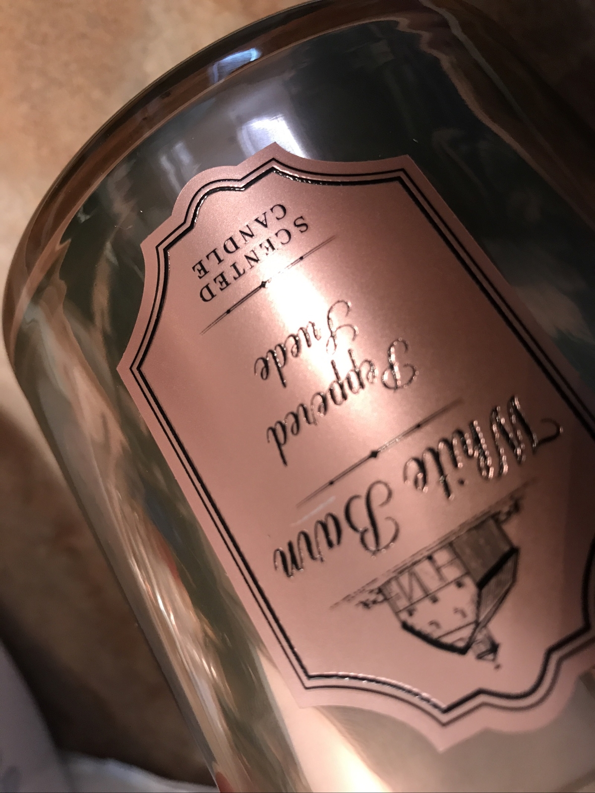 White Barn Bath & Body Works Home 3 Wick Candle Peppered Suede White