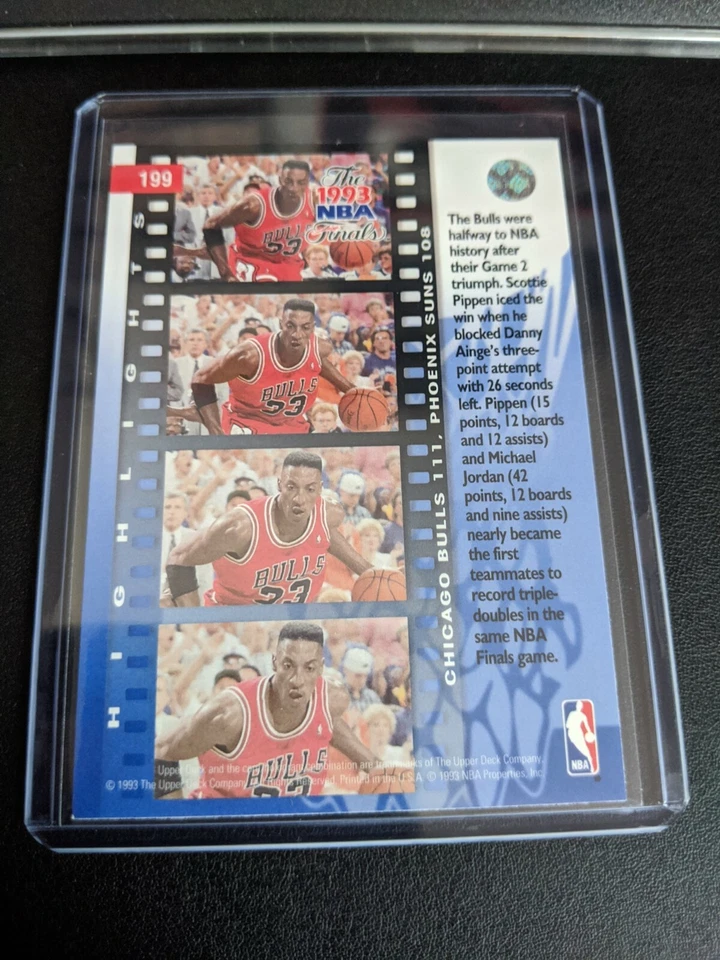 SCOTTIE PIPPEN 1993-94 Upper Deck NBA Finals Game 2 #199 Chicago Bulls Last Danc - Image 2 of 2