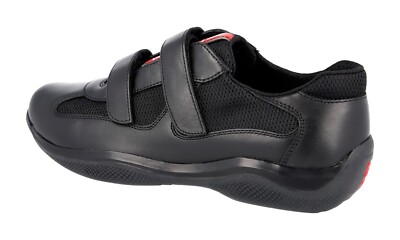 PRADA Americas Cup Sneakers Hook Loop Black Red Stripe - US 10.5