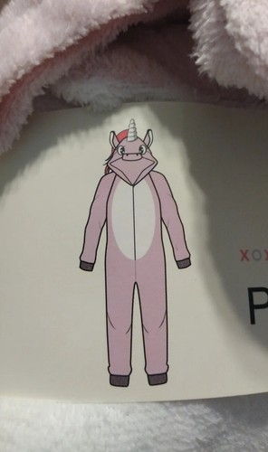 Bobbie Brooks Unicorn Plush One Piece Pink Hooded Front Zip Outfit Girls S 6/7 - Picture 2 of 4
