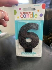 Amscan Black Glitter Birthday Candle Number 6 New!!!