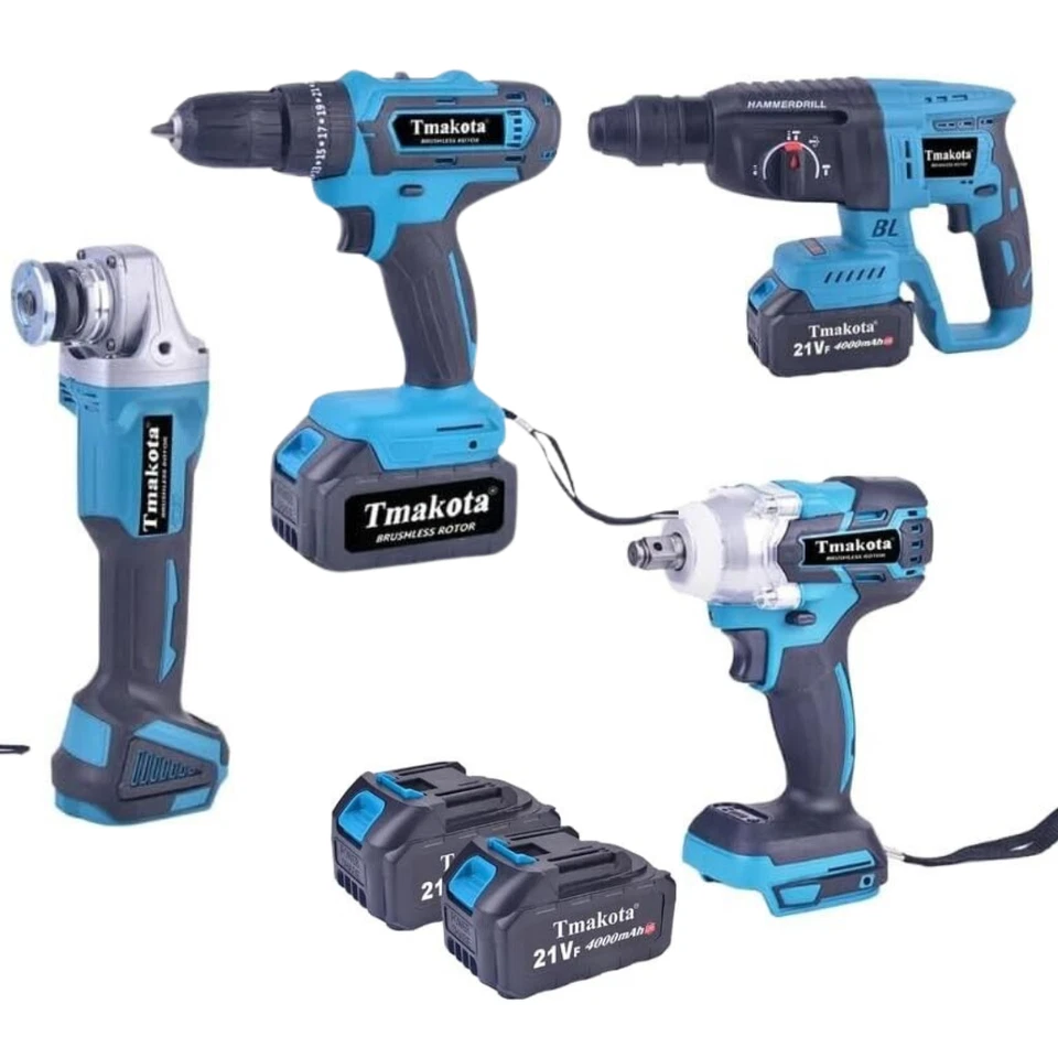 KIT 4 IN1 TASSELLATORE+TRAPANO IMPULSI +TRAPANO AVVITATORE 68V BRUSHLES+SMERIGL - Immagine 2 di 4