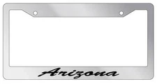 Chrome License Plate Frame CURSIVE Arizona Auto Accessory 1060