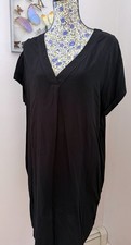 GAP Women's L Black V Neck Short Cap Sleeve Popover Shift Dress Cover-Up