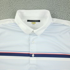 Greg Norman Polo Shirt Mens XL White Stripe PlayDry Golf Performance Casual