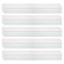 150 Sheets Ruled Sentence Strips 3" x 24" Blue Red Lined Strips, White