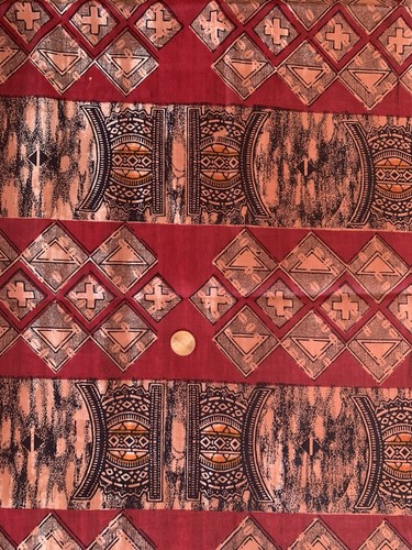Fabric, Sotiba Dakar Senegal, African Print, Reds & Browns & Black 67" x 42" - Picture 2 of 5
