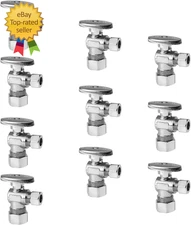 10-Pack  Angle Stop Valve 1/2" Nominal Compression X 3/8" OD 1/4-Turn