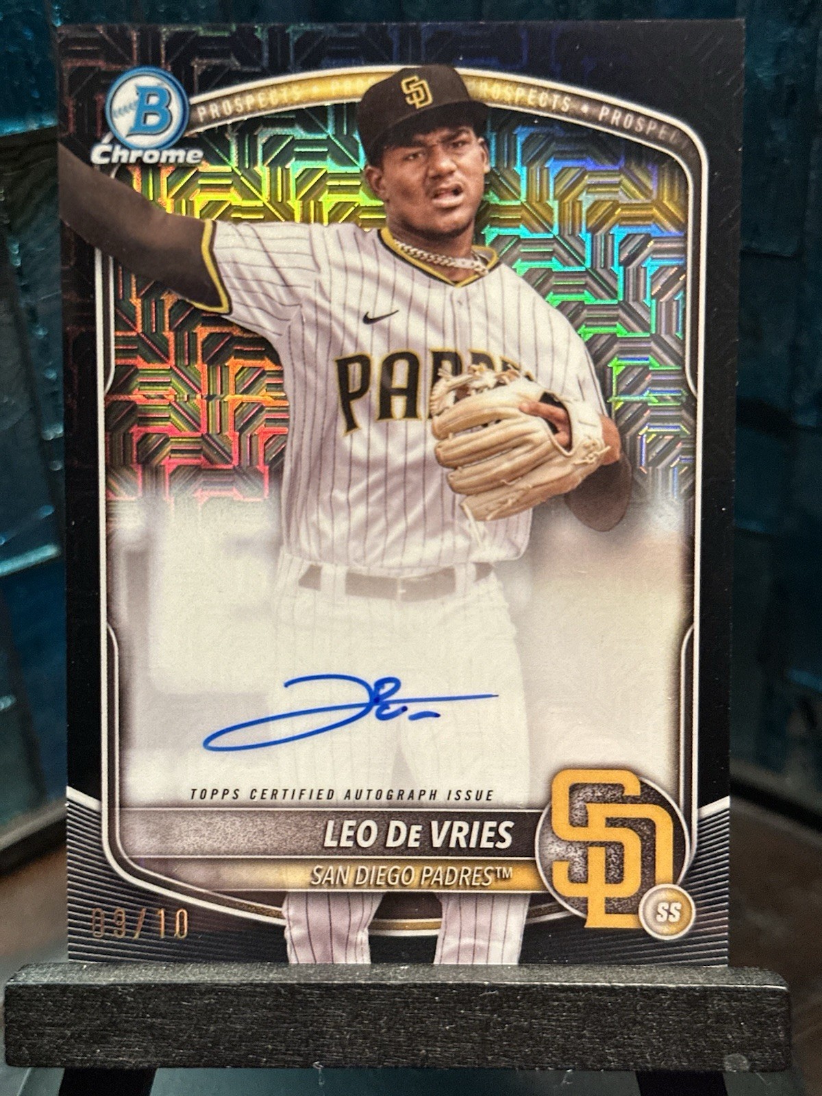 Leo De Vries Black Mojo Refractor Auto /10 Bowman Chrome 2025 SSP RARE! Only 10!