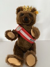 STEIFF Brown Mohair BERLIN Teddy Bear with Sash and Gold Plated Crown 14 1985