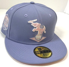Oakland A's MLB NE Cooperstown 50th Anniversary Hat~Lavender/Pink